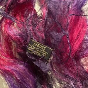 Luxury sheer silk scarf Elegant Additions Fleurs! Long artisan shawl purple pink